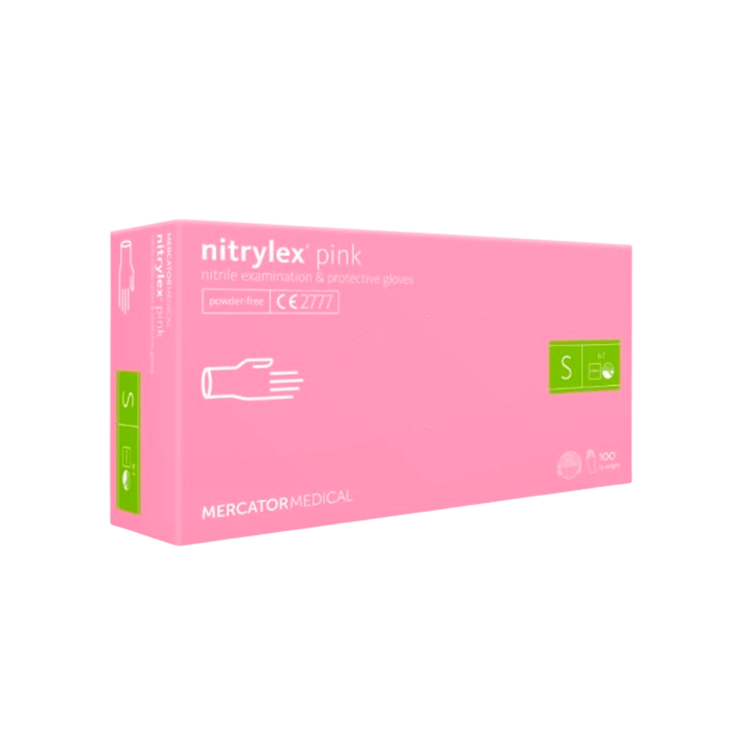 Перчатки нитрил Nitrylex розовые (100 шт.): S - M 