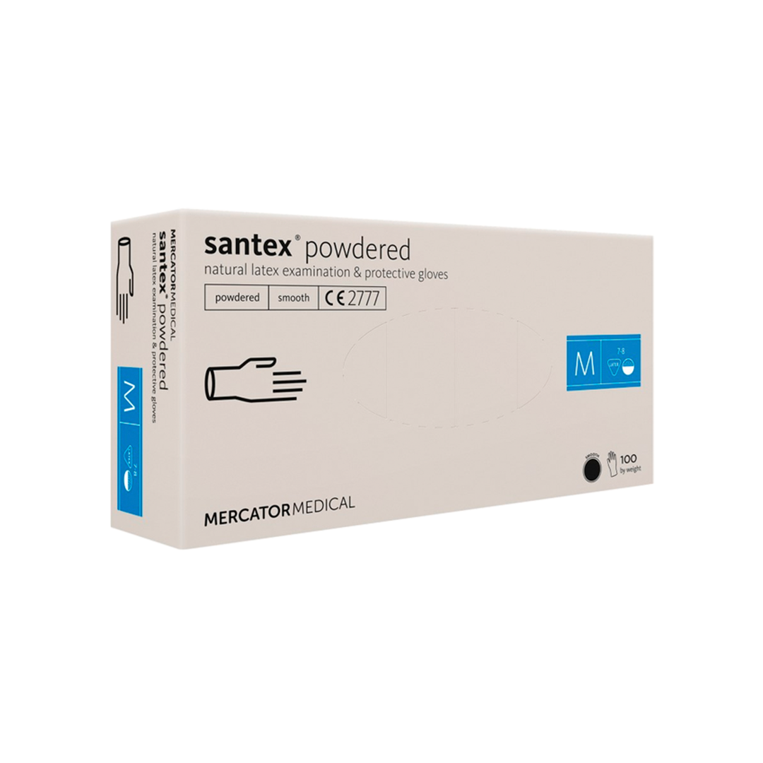 Перчатки латексные SANTEX оп. н/с (100 шт.): XS - S - M 