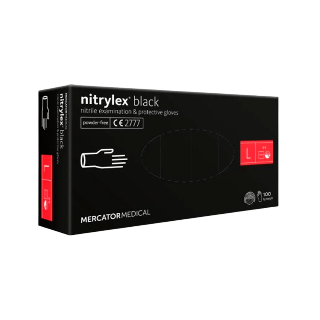 Перчатки нитрил Nitrylex 8-9 L черные (100 шт.): Черный 