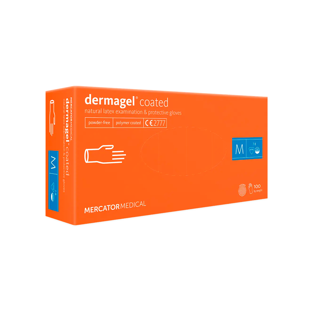Рукавички латексні Dermagel Coated (100 шт.): S - M - L 