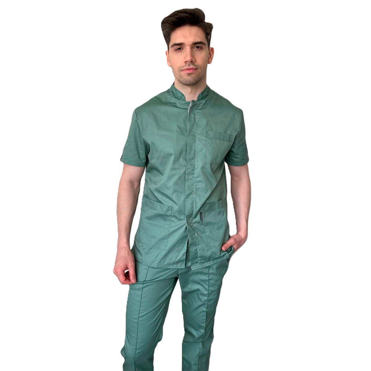 Медичний чоловічий костюм 20182 оливковий 62 / 6XL - 42 / XXS - 52 / XL - 56 / 3XL - 46 / S - 50 / L - 58 / 4XL - 48 / M - 44 / XS - 54 / XXL - 60 / 5XL від виробника