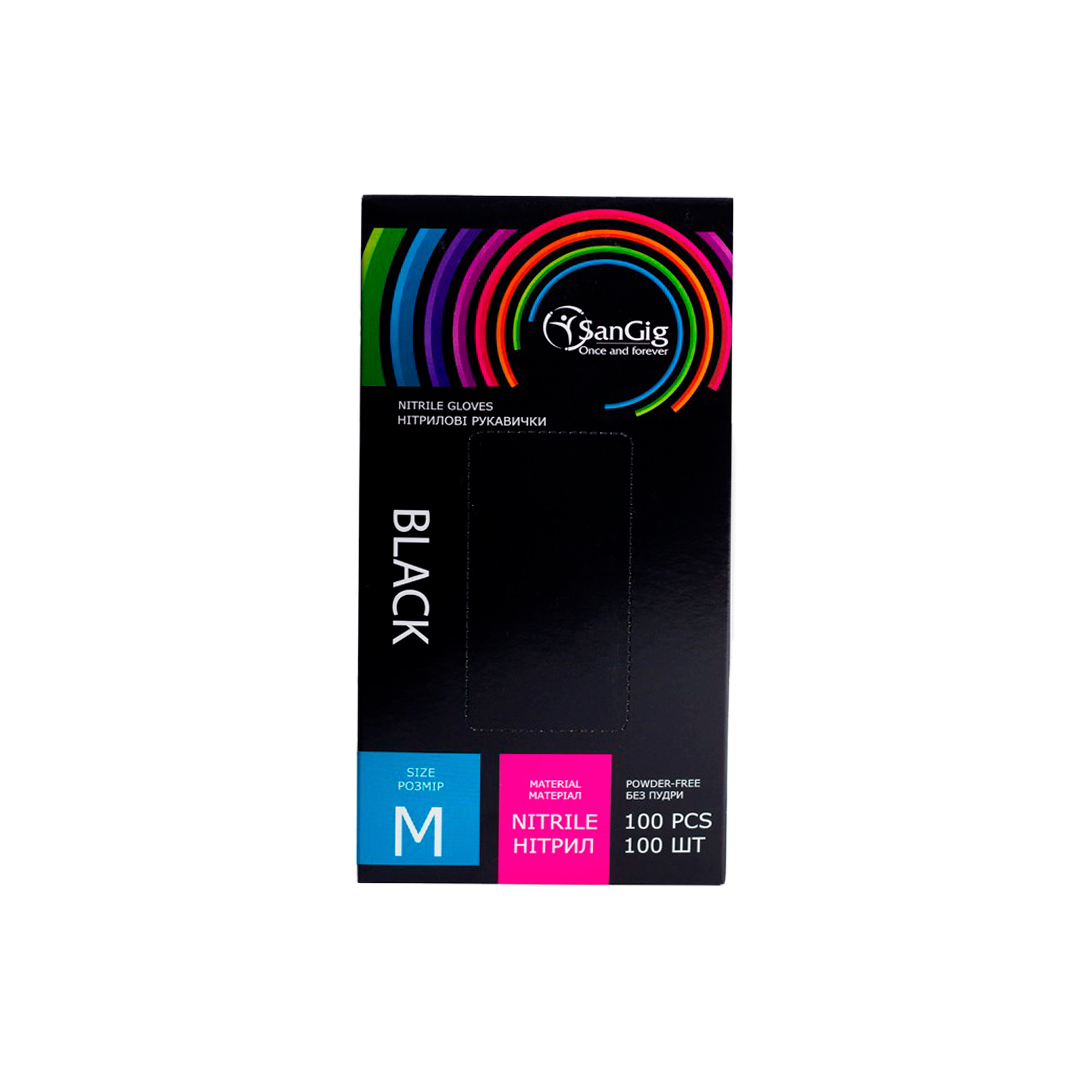 Перчатки нитриловые черные (100 шт.): XS - S - M - L - 299,16₴