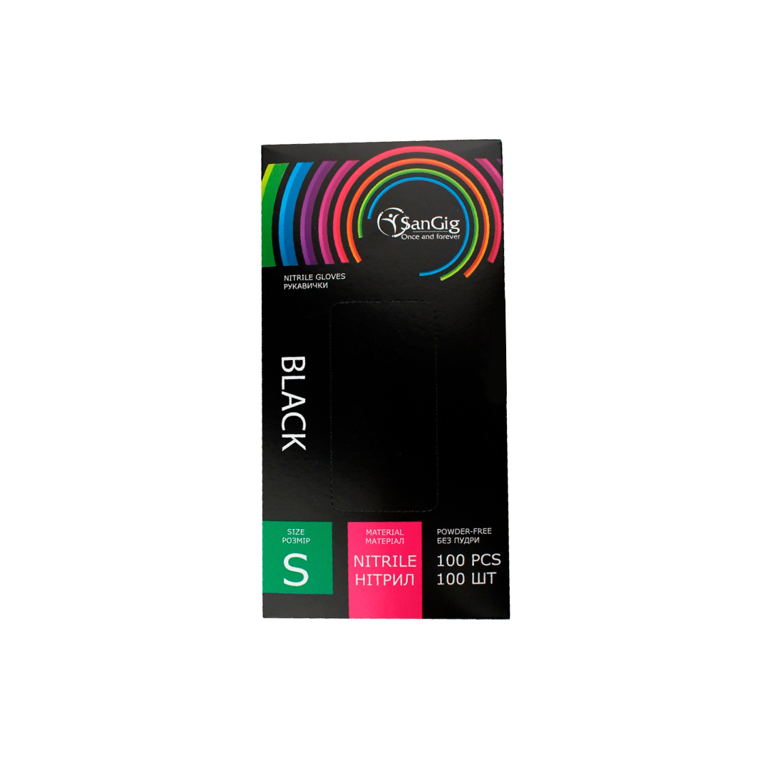 Перчатки нитриловые черные (100 шт.): XS - S - M - L - 299,16₴