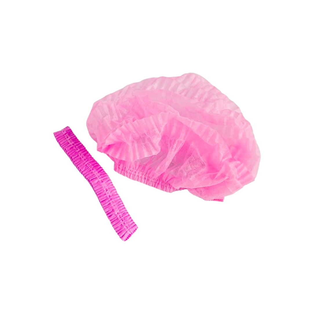 Шапочки одноразовые с двойной резинкой (100 шт.): Белый - Розовый - Черный - Желтый - Голубой - Красный - Фиолетовый 