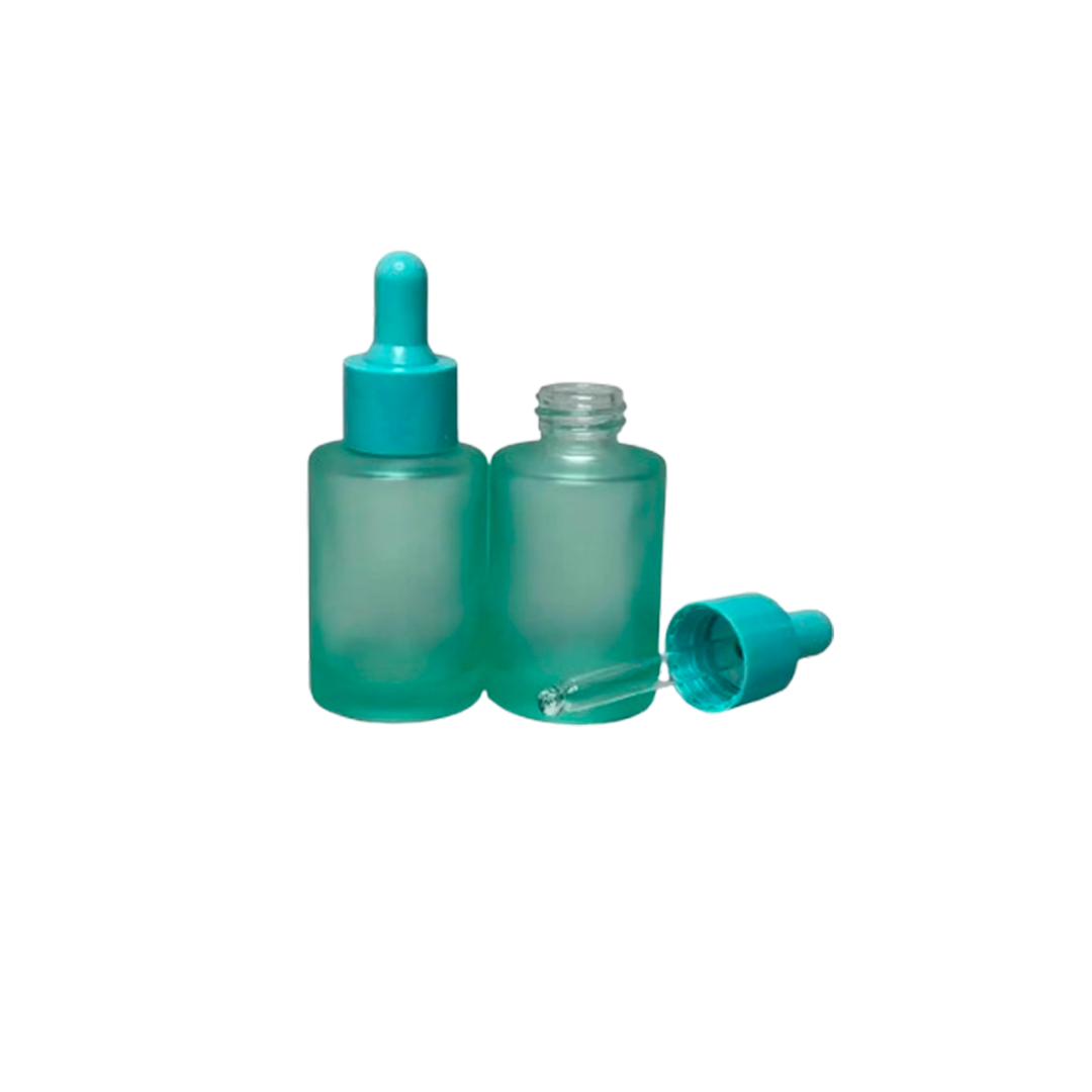 Бутылочка 30 мл с пипеткой стекло Оникс: Бирюзовый - Черный 