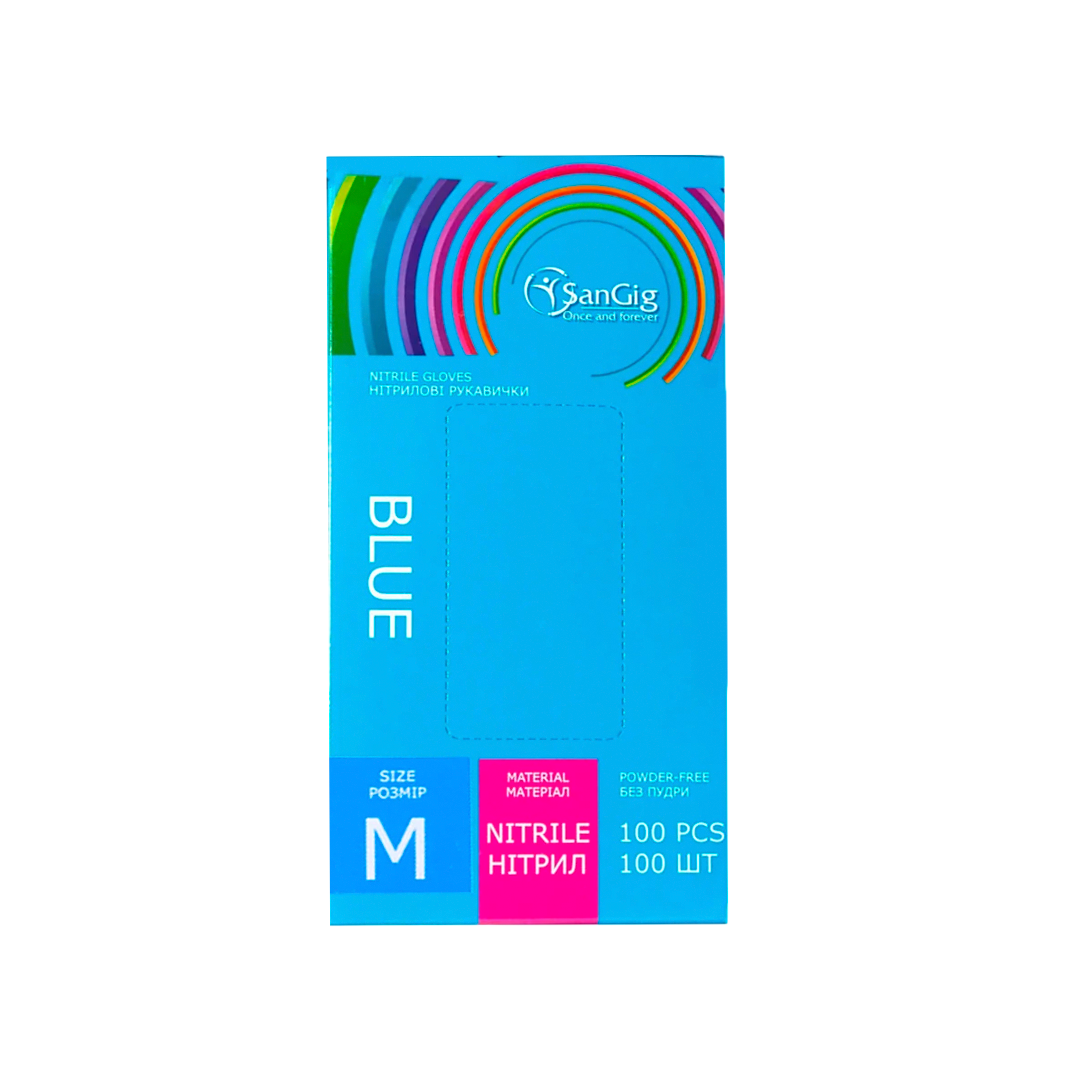 Перчатки нитриловые голубые (100 шт.): XS - S - M - 268,92₴