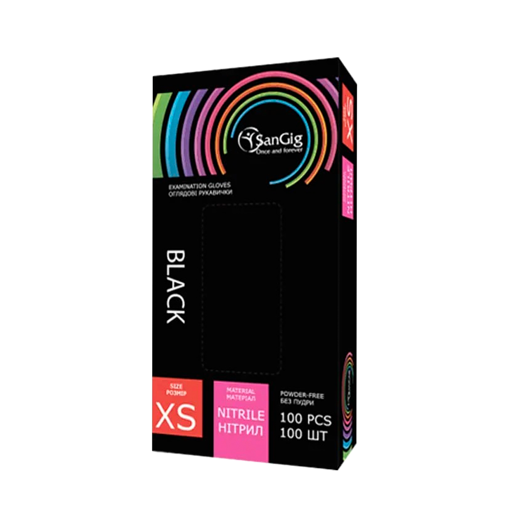 Перчатки нитриловые черные (100 шт.): XS - S - M - L - 299,16₴