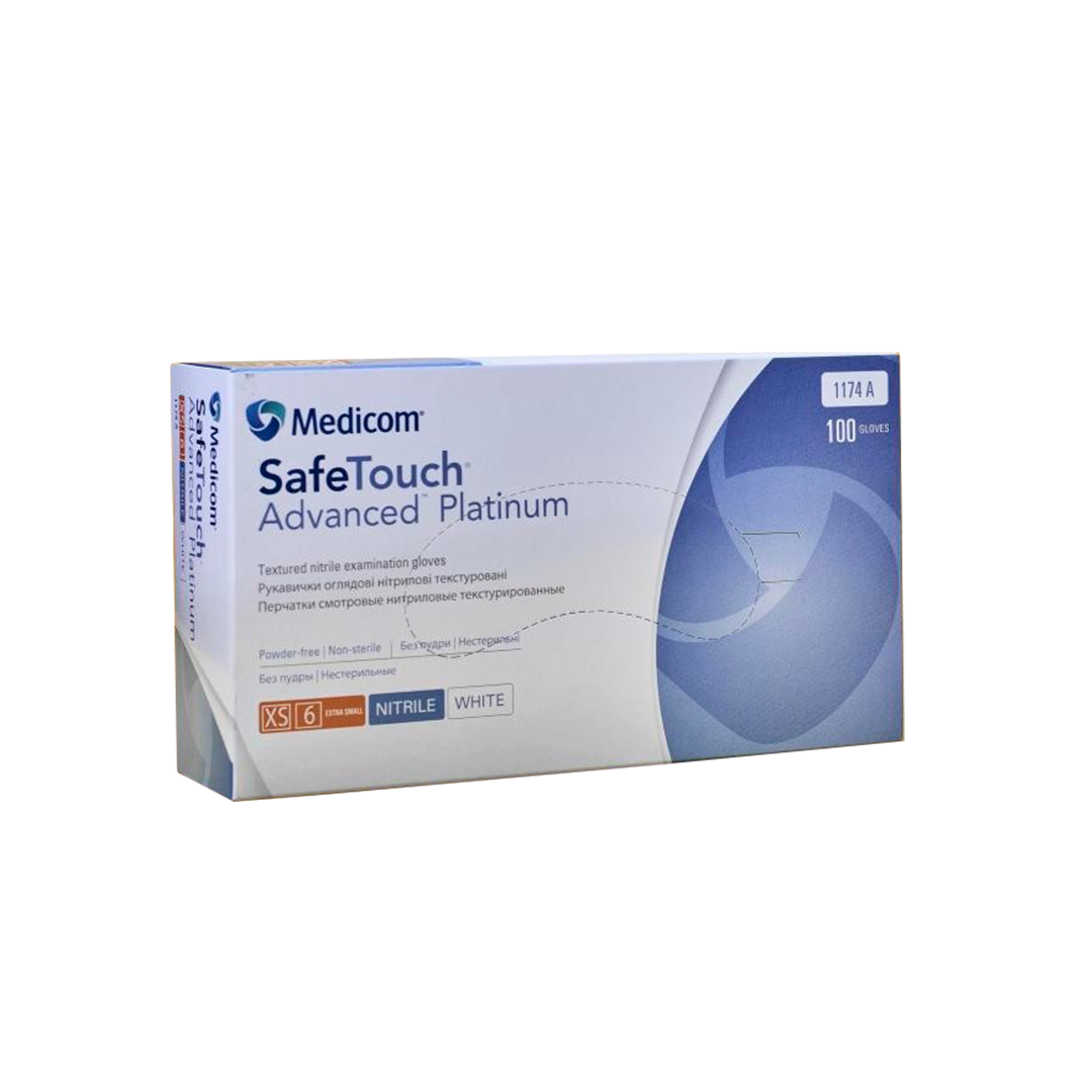 Рукавички нітрил Medicom Safe Touch білі (100 шт.): XS - S - M - L 